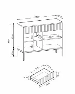 Lipasto Latte, 2 Värivaihtoehtoa -Muut kalusteet Myynti 2023 latte lipasto mittakuva