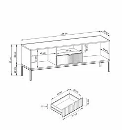 Tv-taso Latte, 2 Värivaihtoehtoa 29 Tv-taso Latte, 2 Värivaihtoehtoa -Muut kalusteet Myynti 2023 latte tv taso mittakuva 1